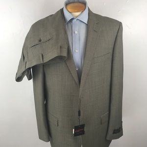Laurentino 46L mens suit tan nail head made in Italy 100% wool new nwt ea0301